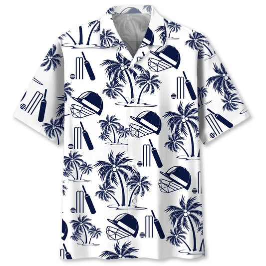 Hawaiian Shirt / Adults / S Cricket Palm Tree White Hawaiian Shirt