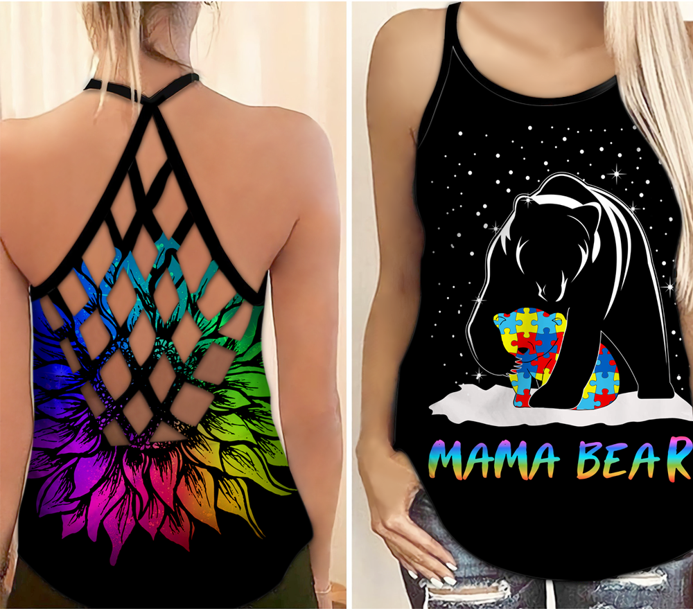 Autism Awareness Mama Bear – Hollow Tank Top