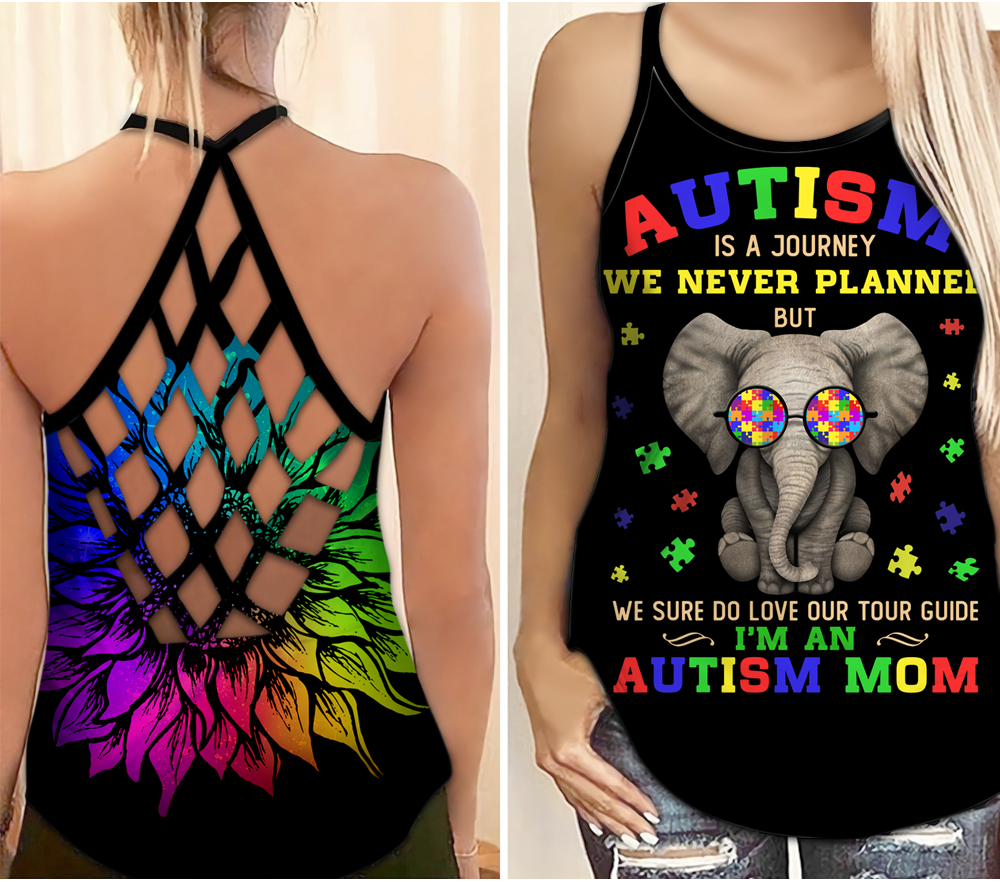 Autism Awareness Mom Elephant – Hollow Tank Top