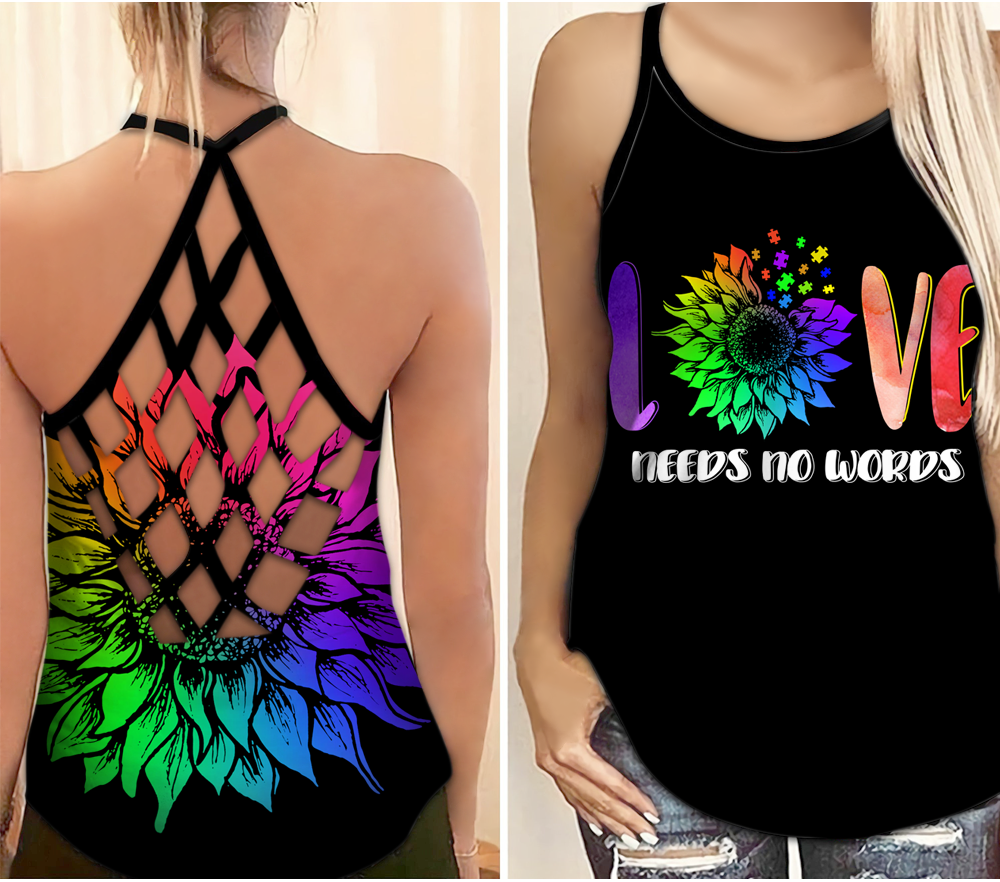 Autism Awareness Love Needs No Words – Hollow Tank Top