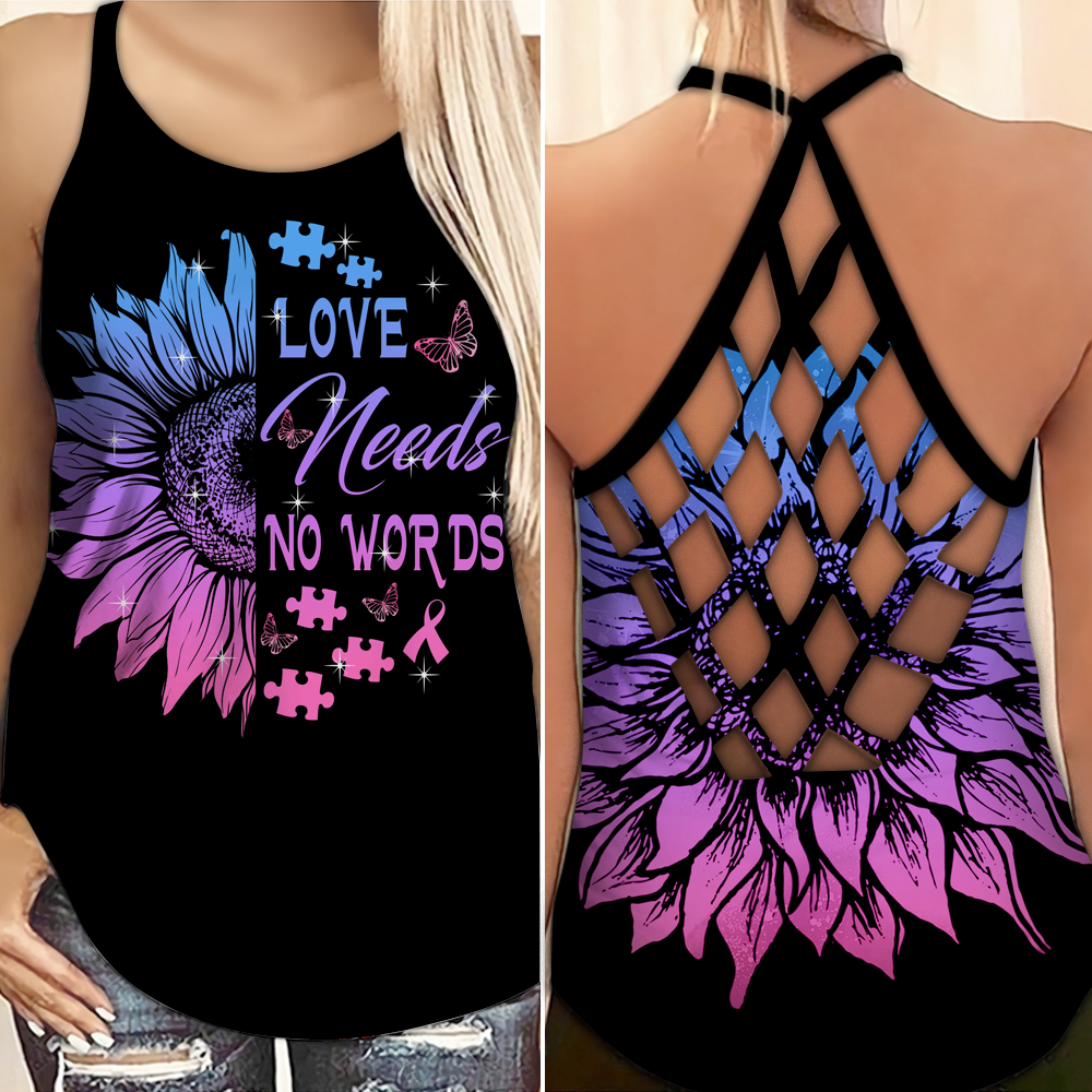 Autism Awareness Love Needs No Words – Hollow Tank Top