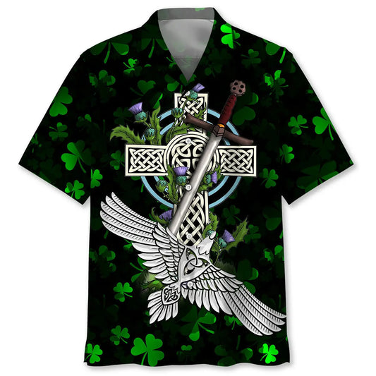Hawaiian Shirt / Adults / S Cross Irish St.Patrick Day Hawaiian Shirt