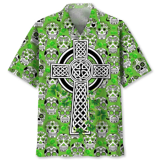 Hawaiian Shirt / Adults / S Cross Skull Irish St.Patrick Day Hawaiian Shirt