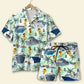Hawaiian Shirt / Adults / S Cruising Duck Palm Tree Pattern Unisex Hawaiian Shirt Aloha Shirt Summer Vibe