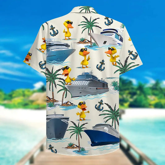Hawaiian Shirt / Adults / S Cruising Duck Unisex Hawaiian Shirt Aloha Shirt Summer Vibe Gift for Cruise Trips - Duck &amp; Cruise Pattern