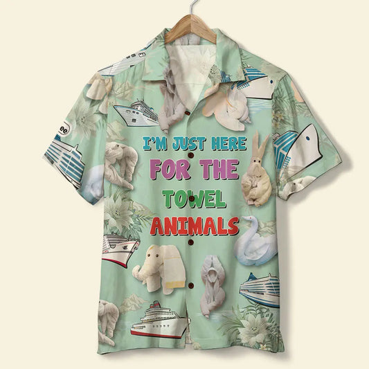 Hawaiian Shirt / Adults / S Cruising Unisex Hawaiian Shirt Aloha Shirt Summer Vibe Just Here For The Towel Animals