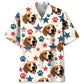 Custom Photo Dog Face Retro Paws Prints Hawaiian Shirt