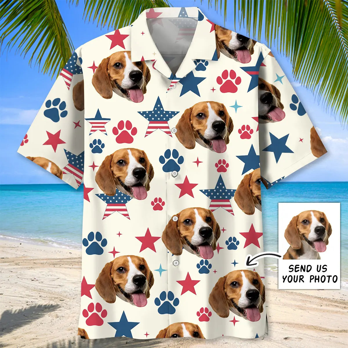 Hawaiian Shirt / Adults / S Custom Photo Dog Face Retro Paws Prints Hawaiian Shirt