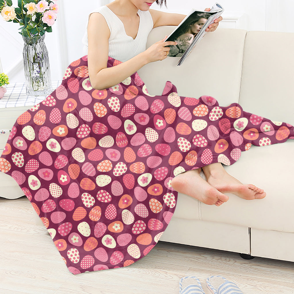 Colorful Easter Egg Pattern Flannel Blanket For Soft Bed Couch And Home Comfort