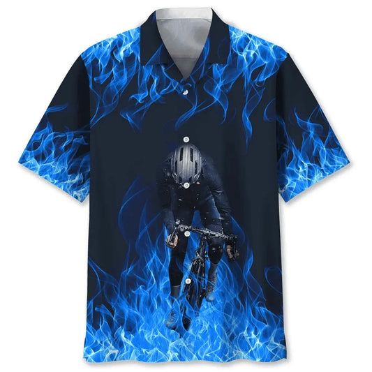 Hawaiian Shirt / Adults / S Cycling Blue Fire Hawaiian Shirt