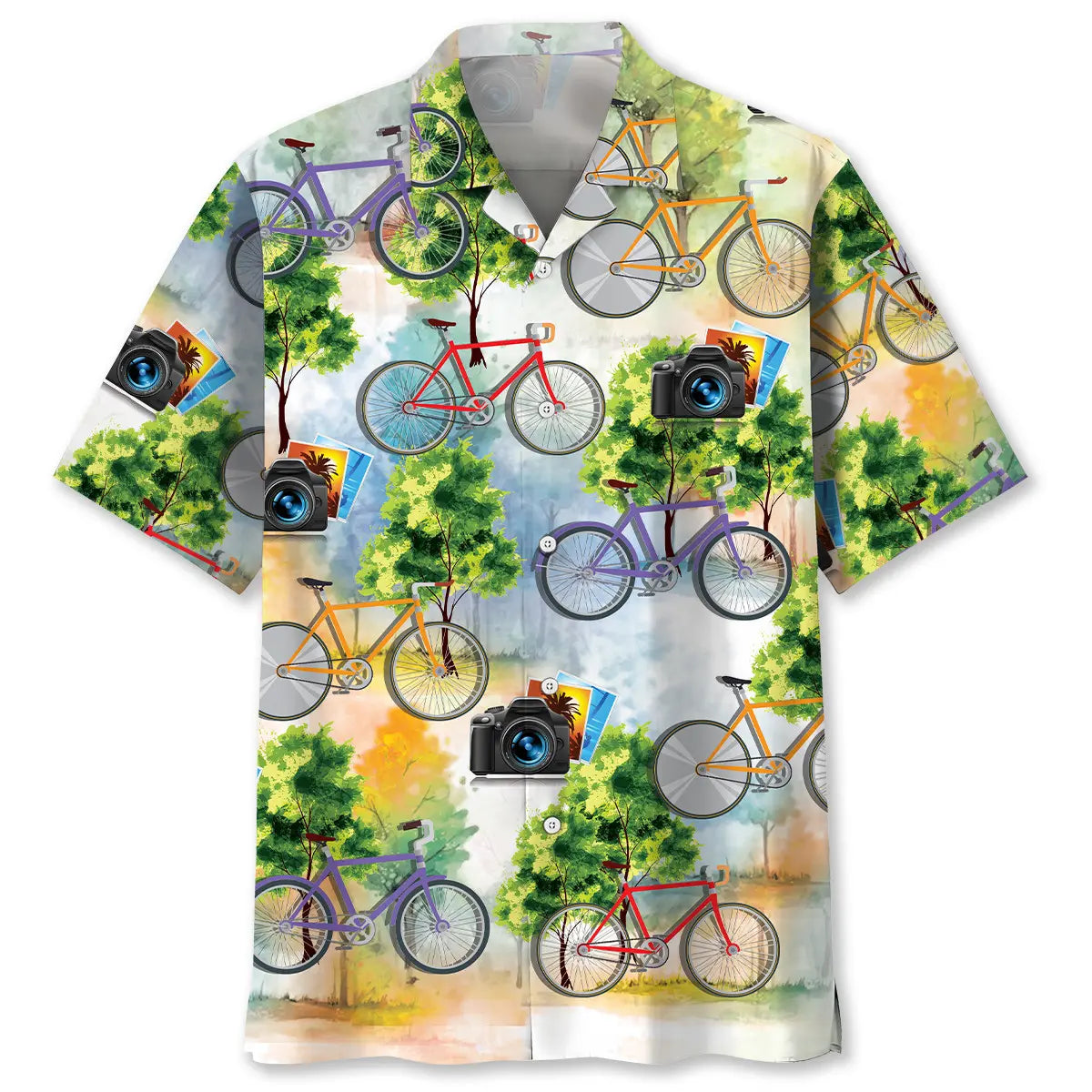 Hawaiian Shirt / Adults / S Cycling Photograph Mountain Hawaiian Shirt