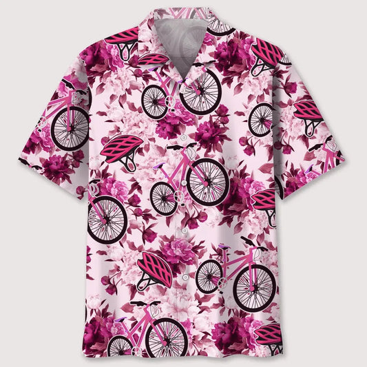 Hawaiian Shirt / Adults / S Cycling Pink Flower Hawaiian Shirt