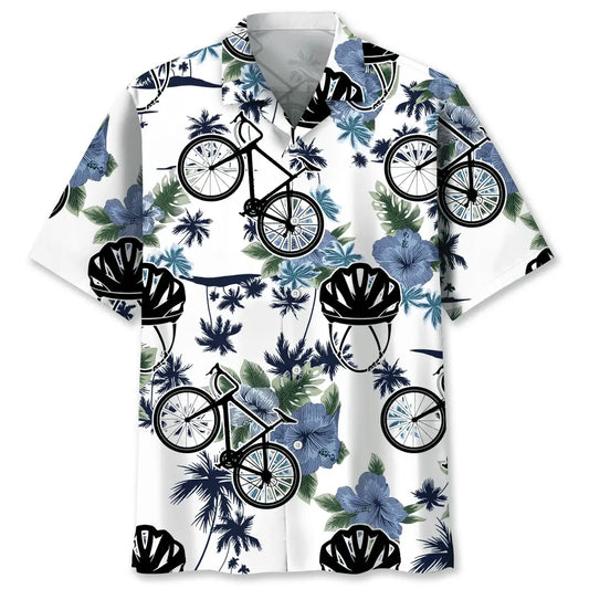 Hawaiian Shirt / Adults / S Cycling White Nature Hawaiian Shirt