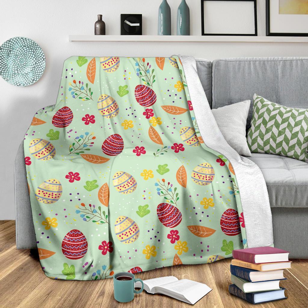 Colorful Easter Egg Pattern Flannel Blanket For Living Room And Bedroom Styling