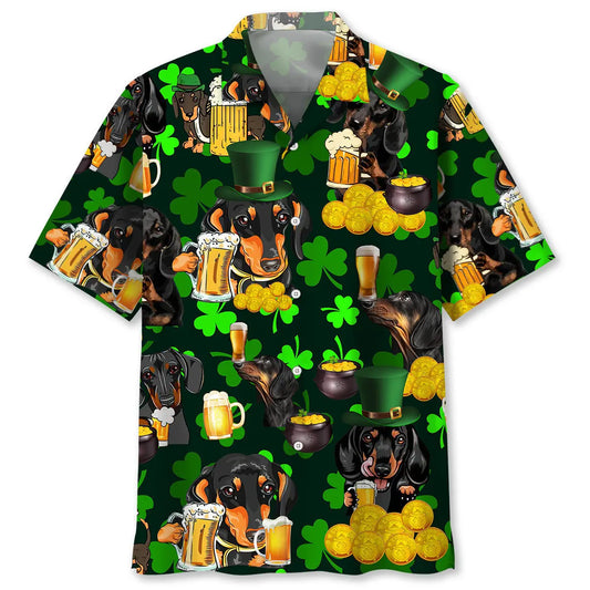 Hawaiian Shirt / Adults / S Dachshund Beer Irish St.Patrick Day Hawaiian Shirt