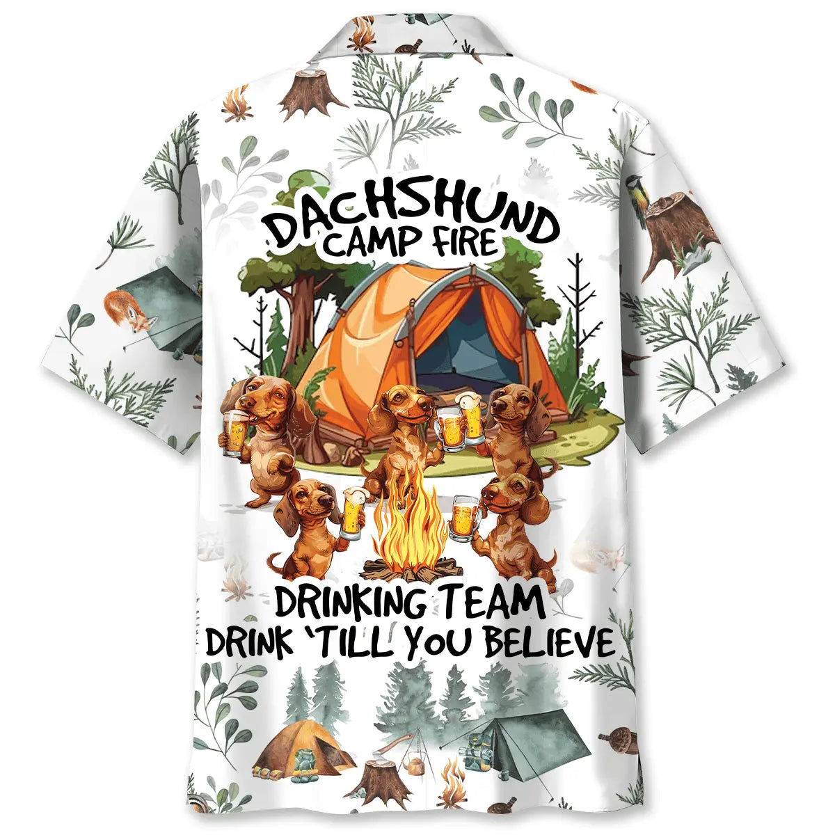 Hawaiian Shirt / Adults / S Dachshund Camp Fire Drinking Team Hawaiian Shirt