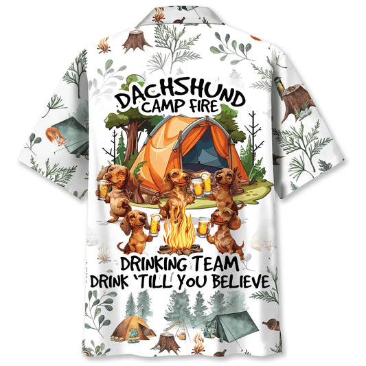 Hawaiian Shirt / Adults / S Dachshund Camp Fire Drinking Team Hawaiian Shirt