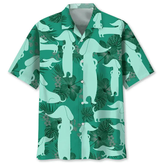 Hawaiian Shirt / Adults / S Dachshund Kelly Green Hawaiian Shirt