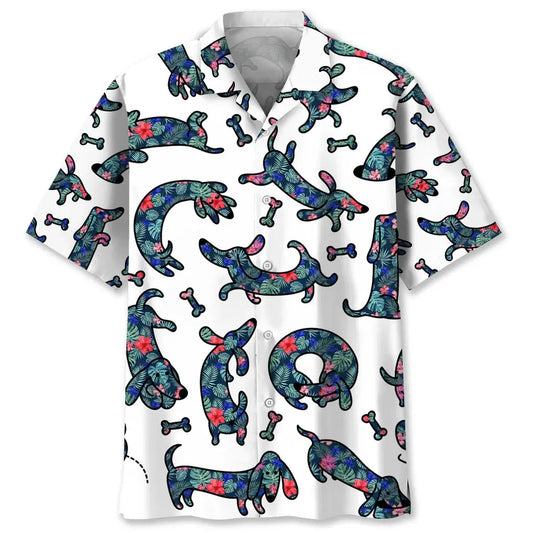 Hawaiian Shirt / Adults / S Dachshund Seamless Tropical Pattern Hawaiian Shirt