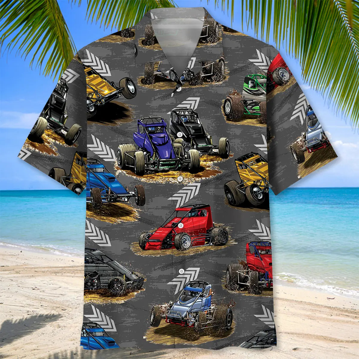 Dark Quarter Midget Car Racing Hawaiian Shirt