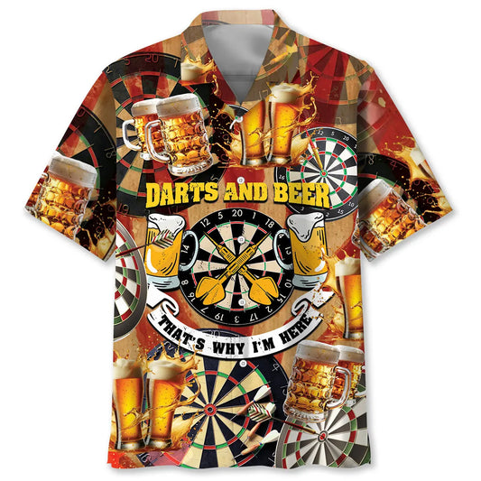 Hawaiian Shirt / Adults / S Darts And Beer That's Why I'm Here Hawaiian Shirt