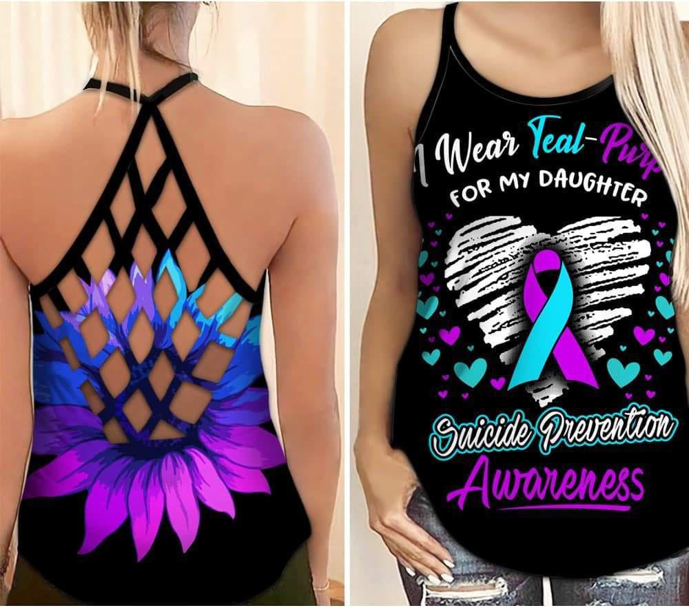 Suicide Awareness Wear Teal Purple For My Daughter – Hollow Tank Top