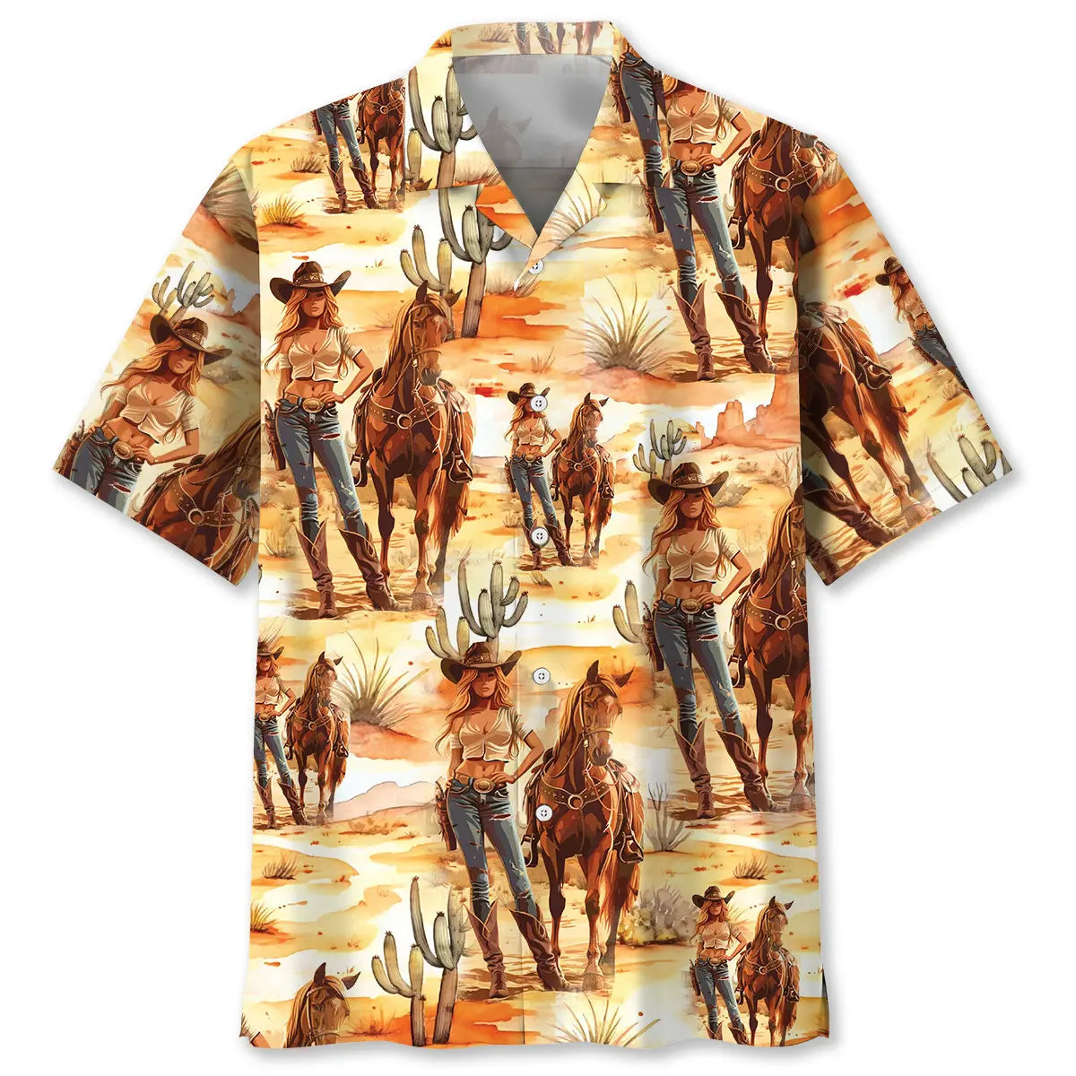 Hawaiian Shirt / Adults / S Desert Cowboy Cowgirl Hawaiian Shirt
