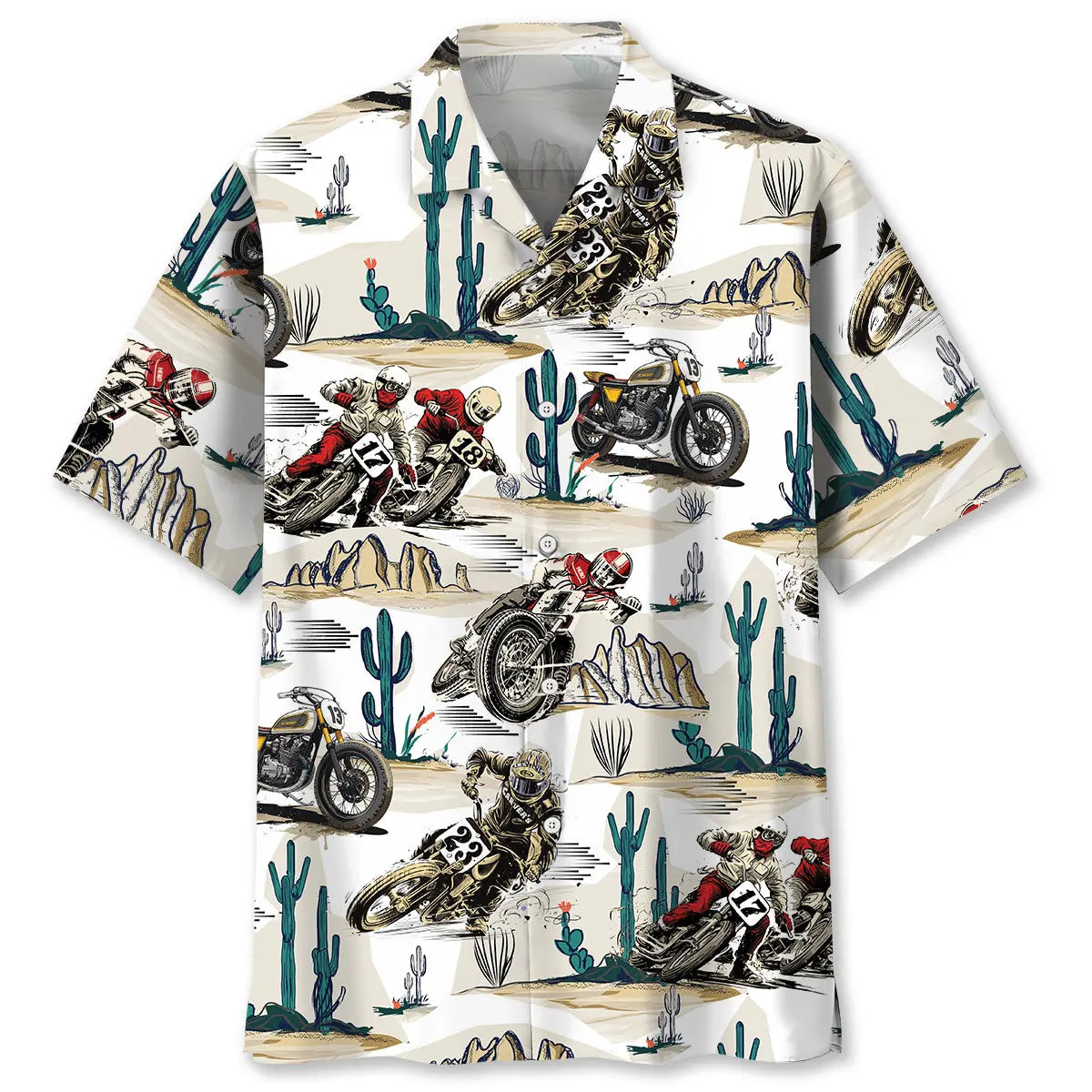 Hawaiian Shirt / Adults / S Desert Flat-Track Bike Racing Hawaiian Shirt