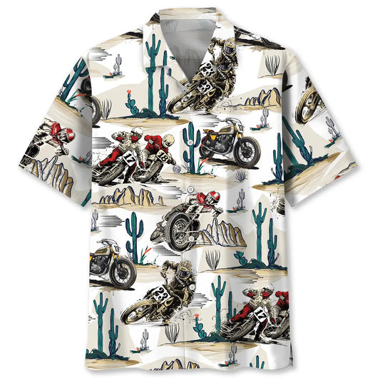 Hawaiian Shirt / Adults / S Desert Flat-Track Bike Racing Hawaiian Shirt