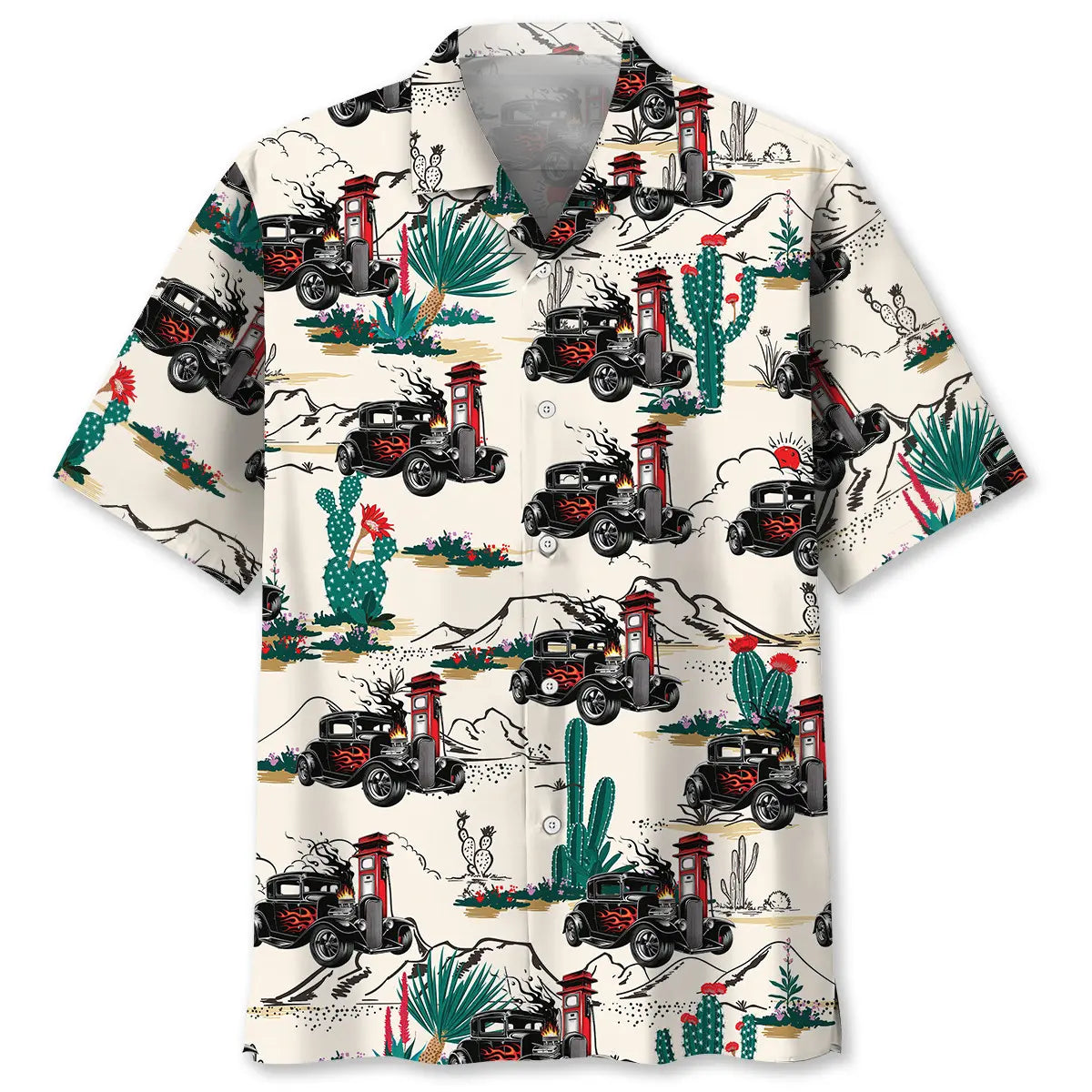 Hawaiian Shirt / Adults / S Desert Hot Rod Racing Route 66 Hawaiian Shirt