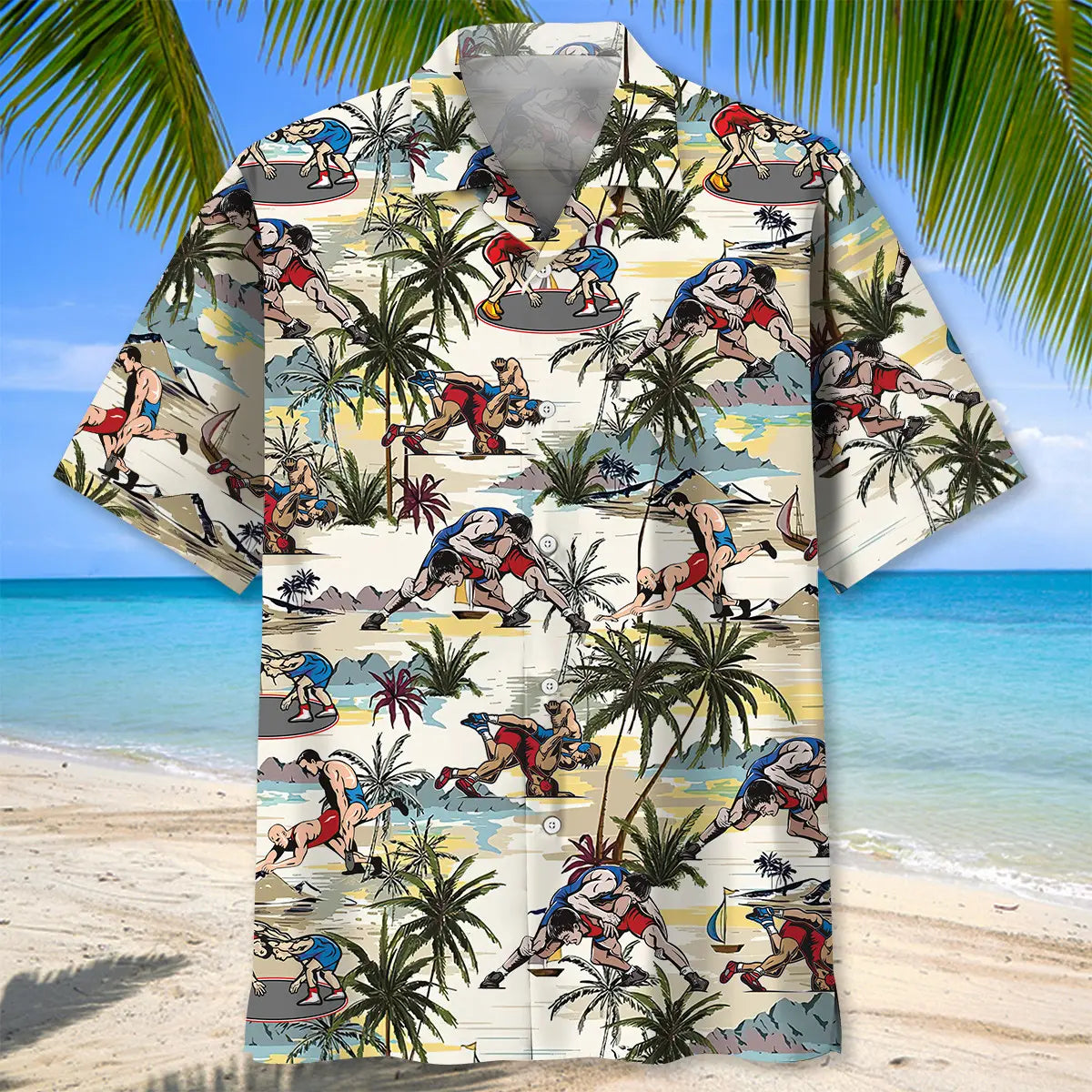 Desert Palm Tree Wrestling Hawaiian Shirt Summer Vibe