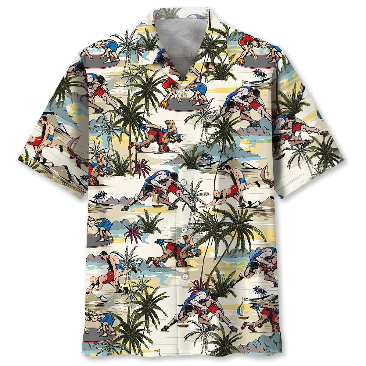 Hawaiian Shirt / Adults / S Desert Palm Tree Wrestling Hawaiian Shirt Summer Vibe