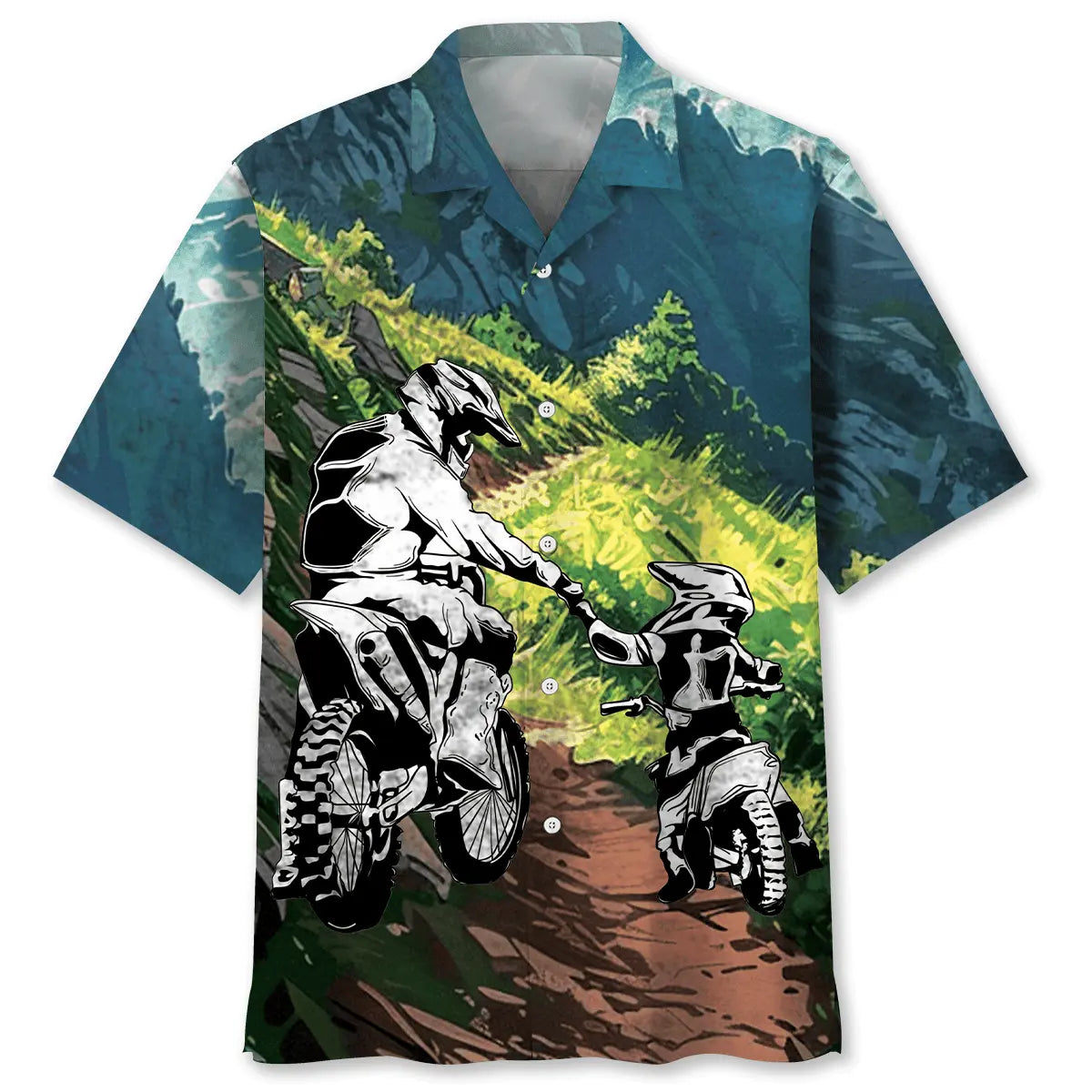 Hawaiian Shirt / Adults / S Dirt Bike Dad &amp; Son Hawaiian Shirt