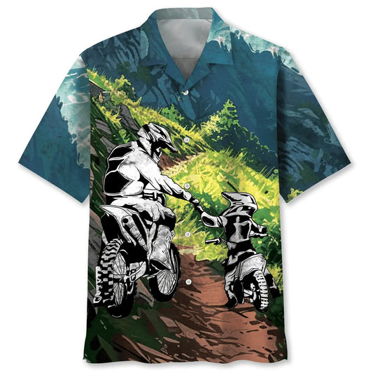 Hawaiian Shirt / Adults / S Dirt Bike Dad &amp; Son Hawaiian Shirt
