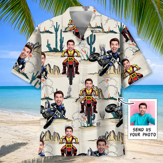 Hawaiian Shirt / Adults / S Dirt Bike Desert Custom Photo Hawaiian Shirt