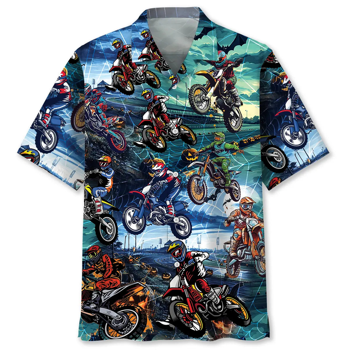 Hawaiian Shirt / Adults / S Dirt Bike Halloween Race Track Hawaiian Shirt