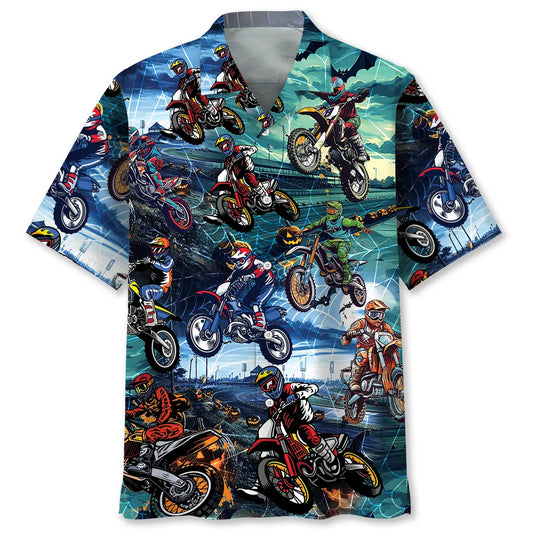 Hawaiian Shirt / Adults / S Dirt Bike Halloween Race Track Hawaiian Shirt
