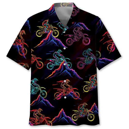 Hawaiian Shirt / Adults / S Dirt Bike Mountain Neon Hawaiian Shirt