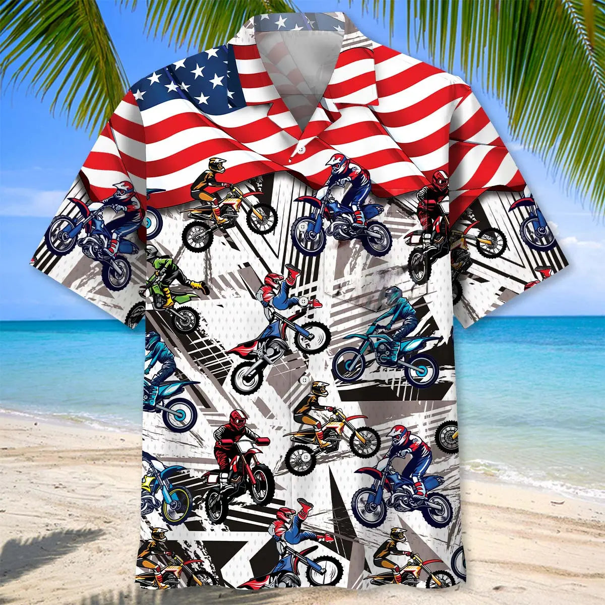 Dirt Bike Racing Hawaiian Shirt Pocket