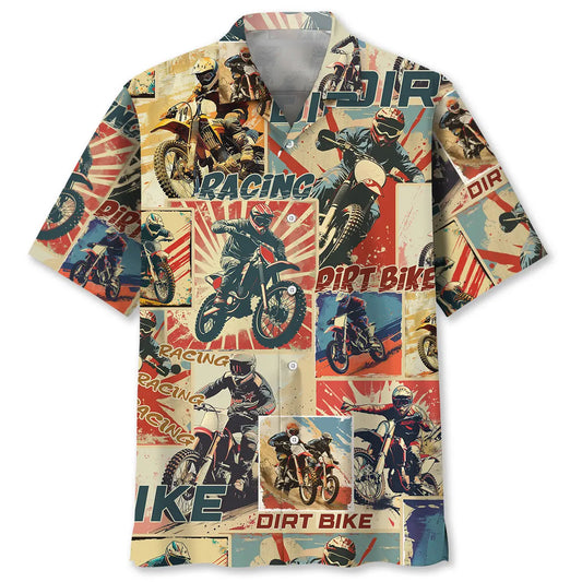 Hawaiian Shirt / Adults / S Dirt Bike Retro Magazine Hawaiian Shirt