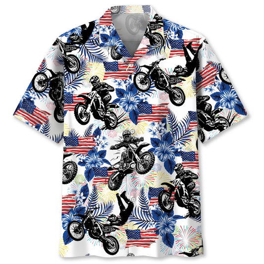 Hawaiian Shirt / Adults / S Dirt Bike USA Hawaiian Shirt