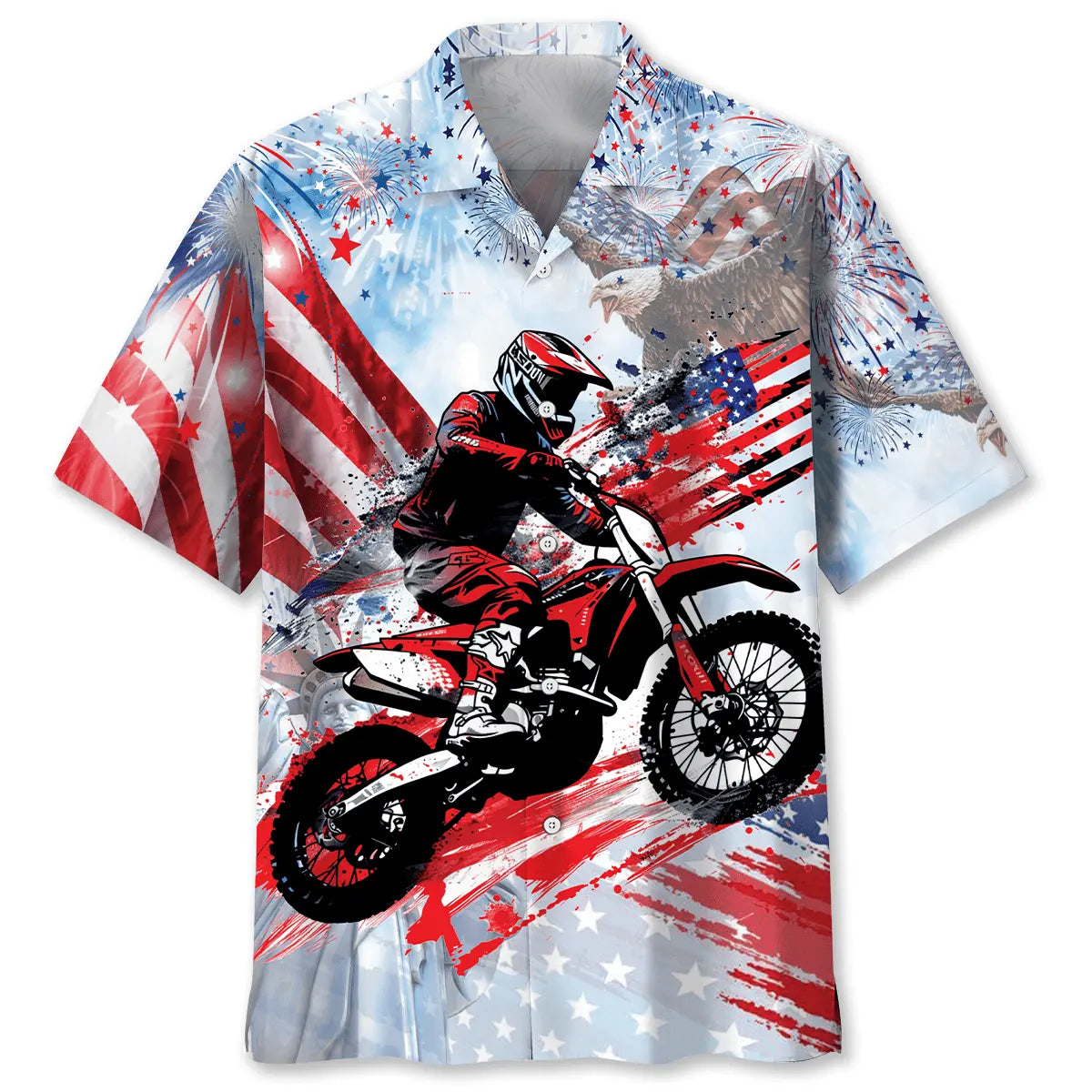 Hawaiian Shirt / Adults / S Dirt Bike USA Hawaiian Shirt
