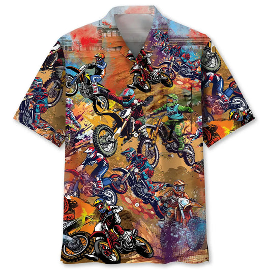 Hawaiian Shirt / Adults / S Dirt Bike Vintage Art Pocket Hawaiian Shirt