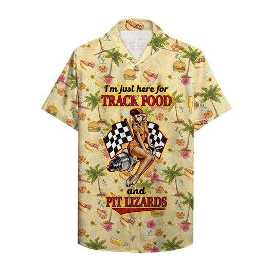 Hawaiian Shirt / Adults / S Dirt track racing I am just here for track food and pit lizards Unisex Hawaiian Shirt Aloha Shirt Summer Vibe