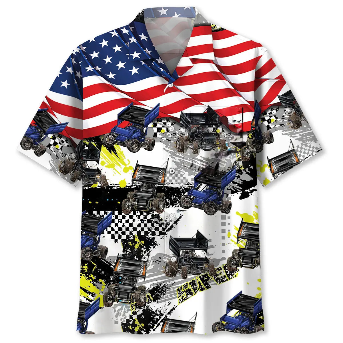 Hawaiian Shirt / Adults / S Dirt Track Racing Sprint Car USA Hawaiian Shirt