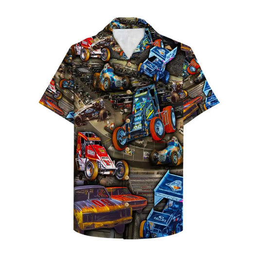 Hawaiian Shirt / Adults / S Dirt Track Racing Unisex Hawaiian Shirt Aloha Shirt Summer Vibe