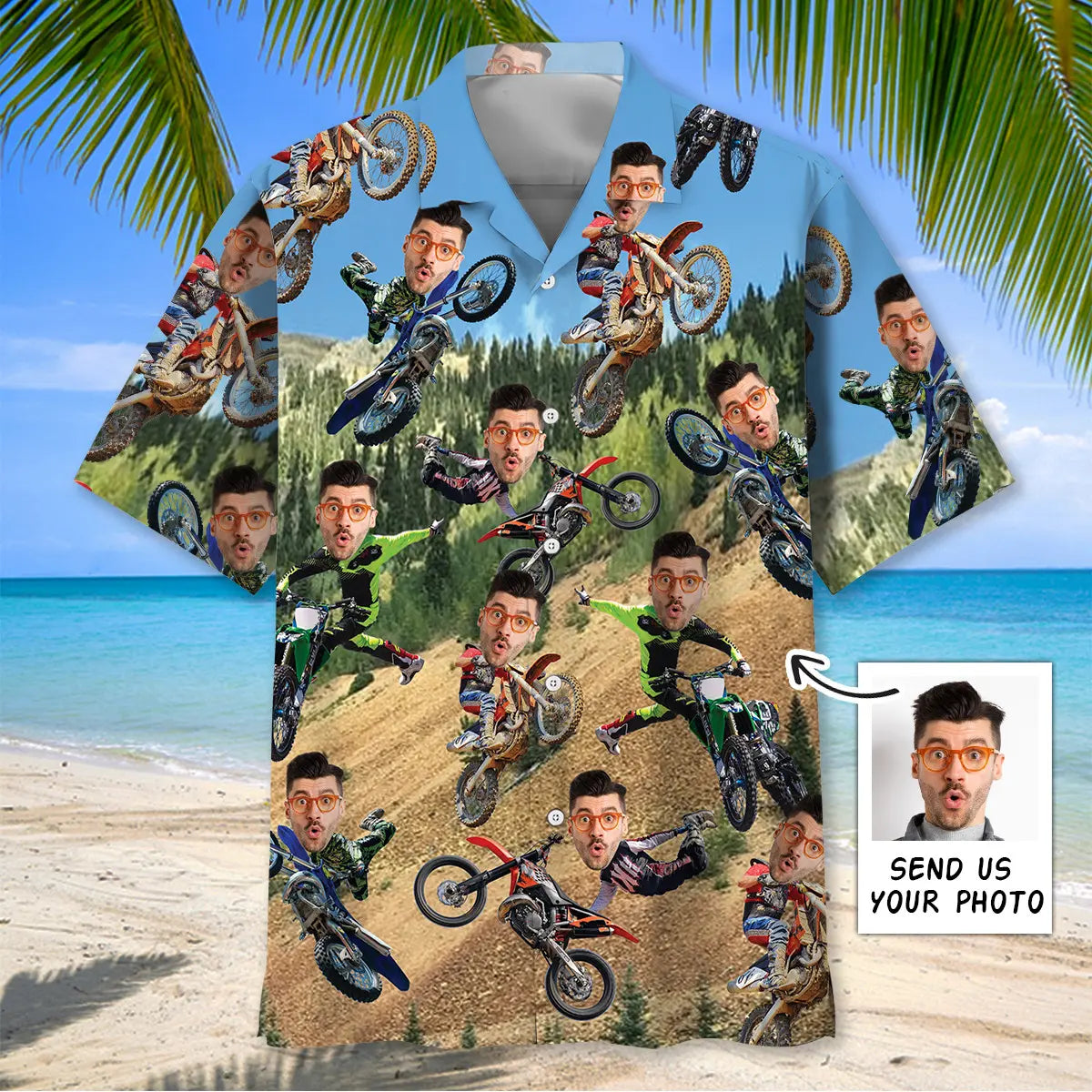 Hawaiian Shirt / Adults / S Dirt Trails Custom Photo Face Hawaiian Shirt