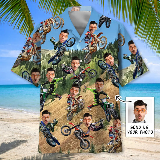 Hawaiian Shirt / Adults / S Dirt Trails Custom Photo Face Hawaiian Shirt