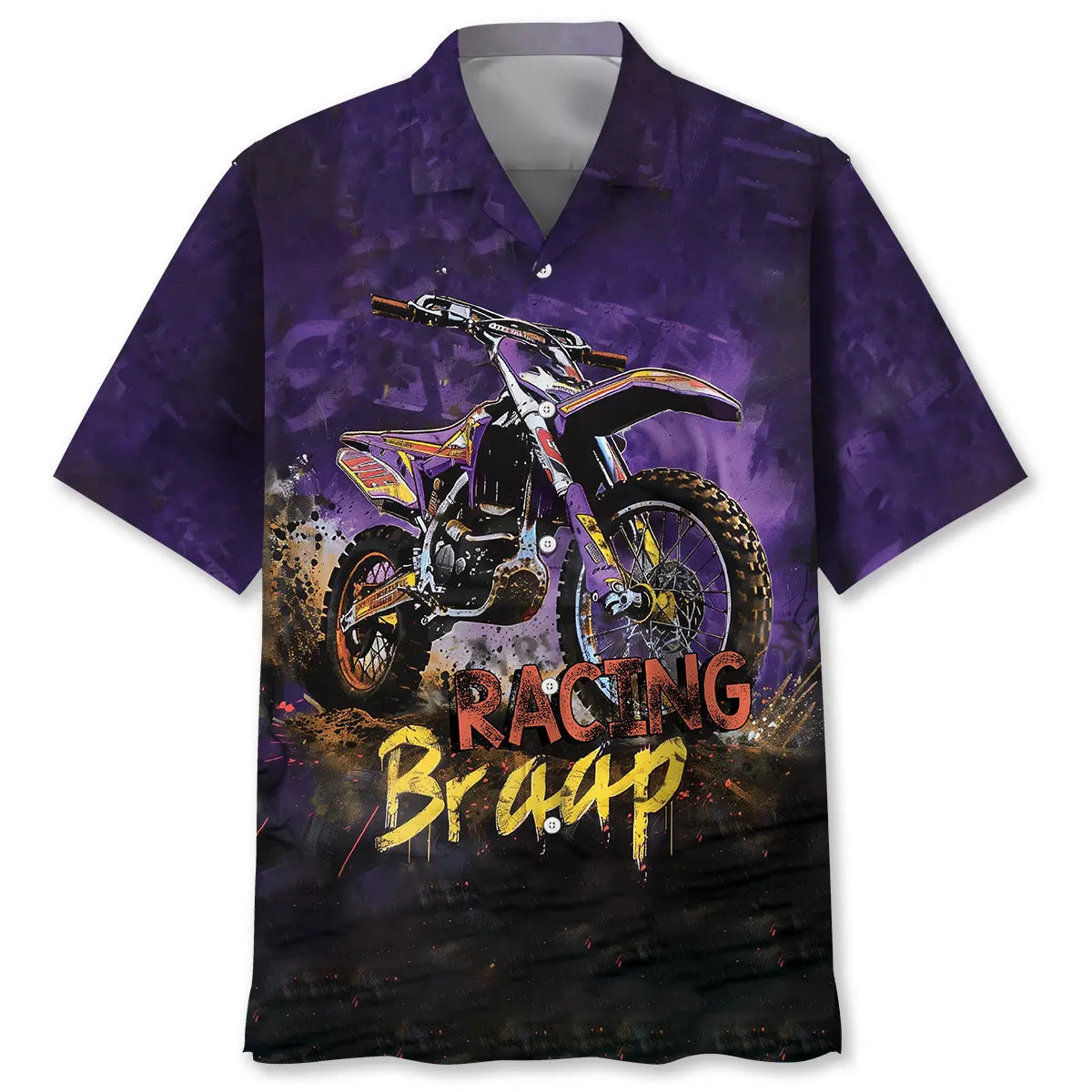 Hawaiian Shirt / Adults / S Dirtbike Braap Racing Purple Drawing Hawaiian Shirt