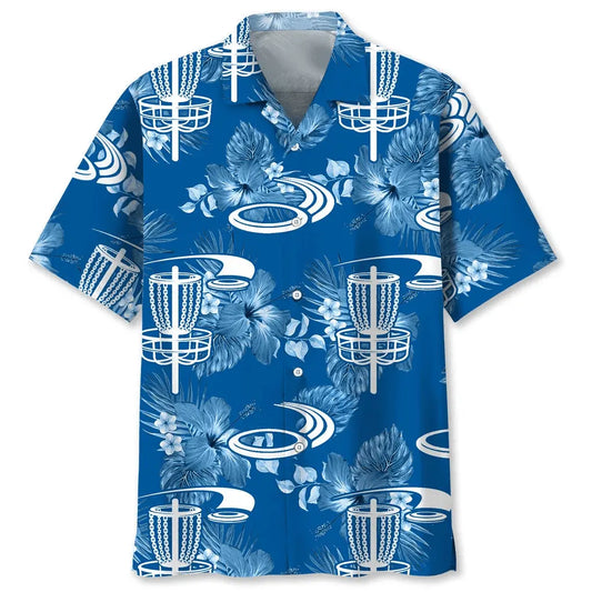Hawaiian Shirt / Adults / S Disc Golf Blue Hawaiian Shirt